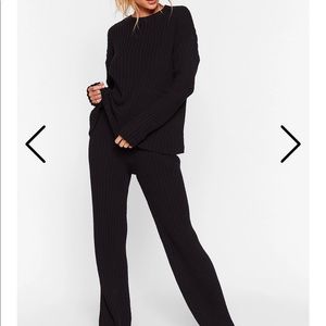 Black Knit Ribbed NastyGal Set M